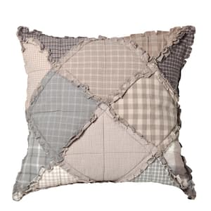Smoky Mountain Grey and White Geometric Polyester 18 in. x 18 in. Throw Pillow