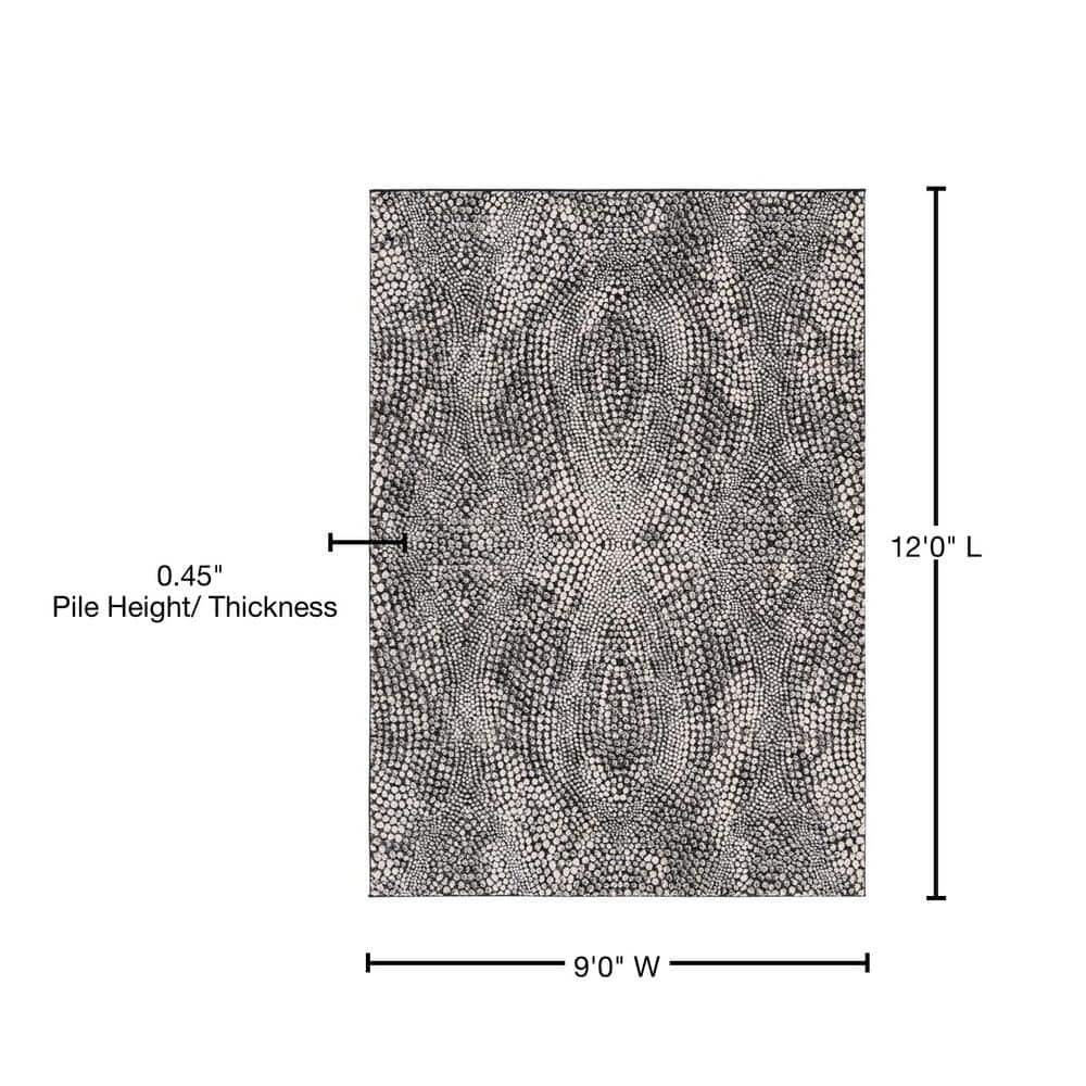 Reversible Abstract Synthetic 9' x 12' Rug in Gray