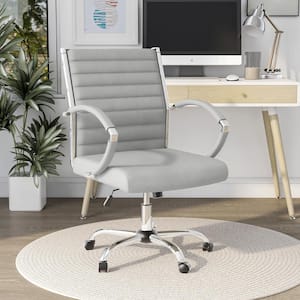 Kiddle White Faux Leather Seat Short Office Chair with Non-Adjustable Arm