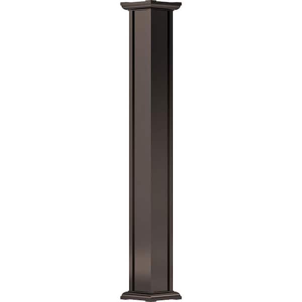 AFCO 8' x 5-1/2" Endura-Aluminum Acadian Style Column, Square Shaft (Load-Bearing 24,000 LBS), Non-Tapered, Textured Brown