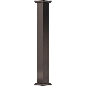 9' x 5-1/2" Endura-Aluminum Acadian Style Column, Square Shaft (Load-Bearing 24,000 LBS), Non-Tapered, Textured Brown