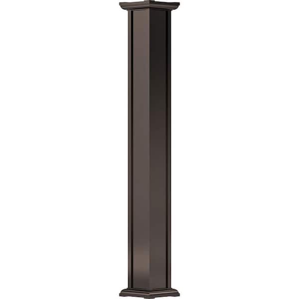 AFCO 8' x 7-1/2" Endura-Aluminum Acadian Style Column, Square Shaft (Post Wrap Installation), Non-Tapered, Textured Brown