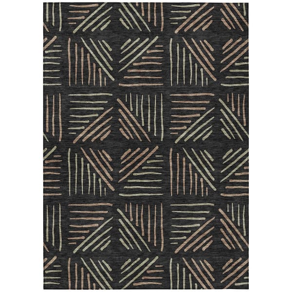Chantille Machine Washable Indoor/Outdoor Abstract ACN2413 Black 3 ft. x 4 ft. Area Rug