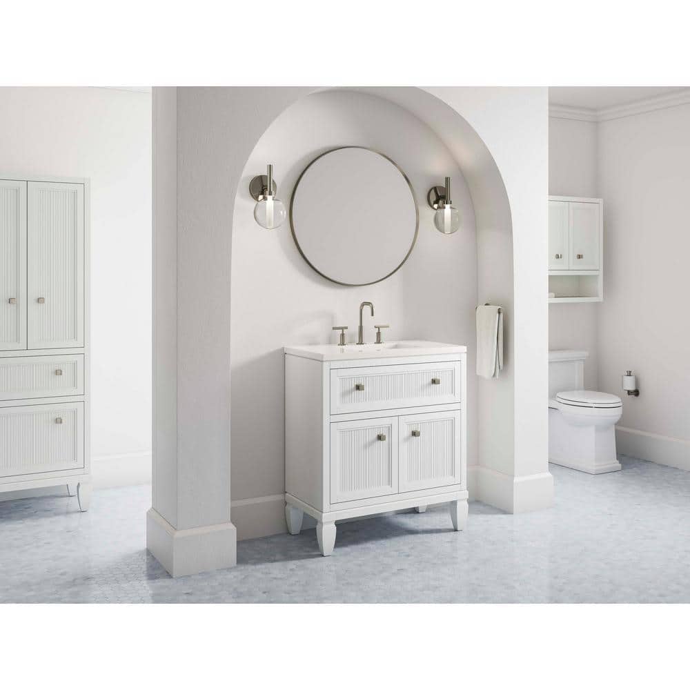 Hearthaven 30'' White MDF Bathroom Vanity with Quartz Top