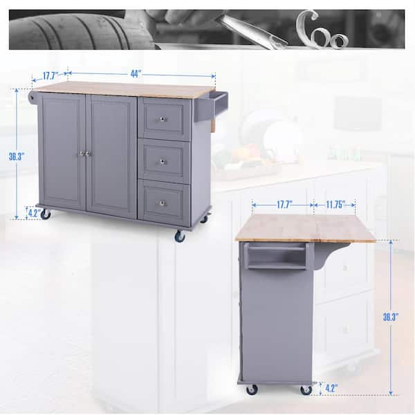 PHI VILLA Rolling Kitchen Island with Storage - Portable Kitchen Island  with Drop Leaf, Black Kitchen Carts on Wheels - Yahoo Shopping