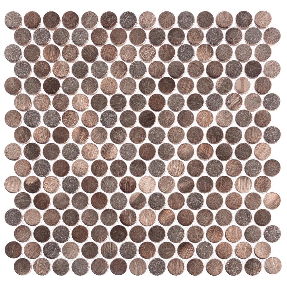 Orb Bron Copper/Gold/Gray 11-4/5 in. x 11-4/5 in. Penny Round Smooth Metal 