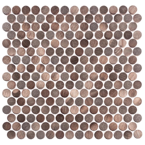 ANDOVA Orb Bron Copper/Gold/Gray 11-4/5 in. x 11-4/5 in. Penny Round Smooth Metal Mosaic Wall Tile (4.85 sq. ft./Case)