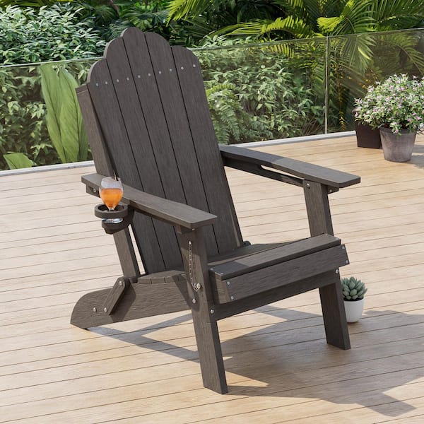 JOYESERY Coffee HDPE Plastic Foldable Adirondack Patio Chair