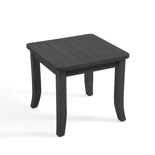 Uixe Teak Wood Black Patio Outdoor Square Side Table OD000D302SBL