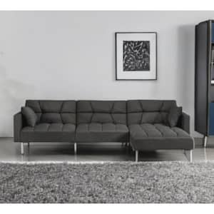 107 in. Square Arm 2-piece Polyester L-Shaped Sectional Sofa in. Dark Gray