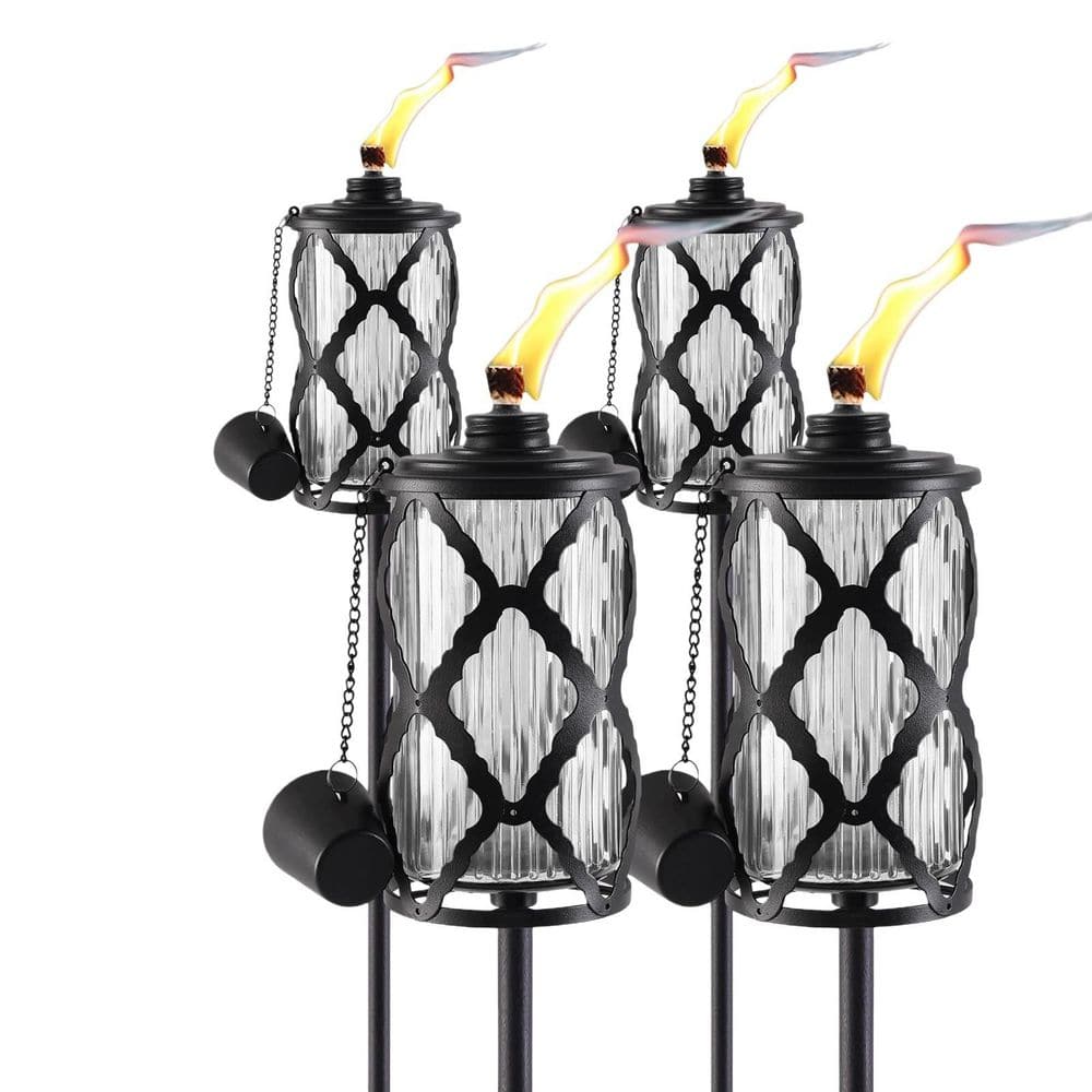 4-Pack Gray Glass Garden Torch, 59 in. Outdoor Torch Garden Décor, 16 oz. Citronella Torches with 5-Prong Grounded Stake price history on PriceWatchPro