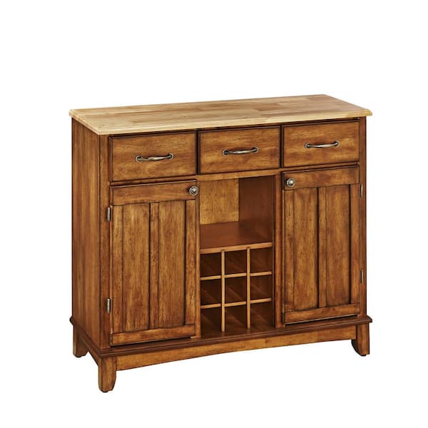 HOMESTYLES Cottage Oak and Natural Buffet with Wine Storage