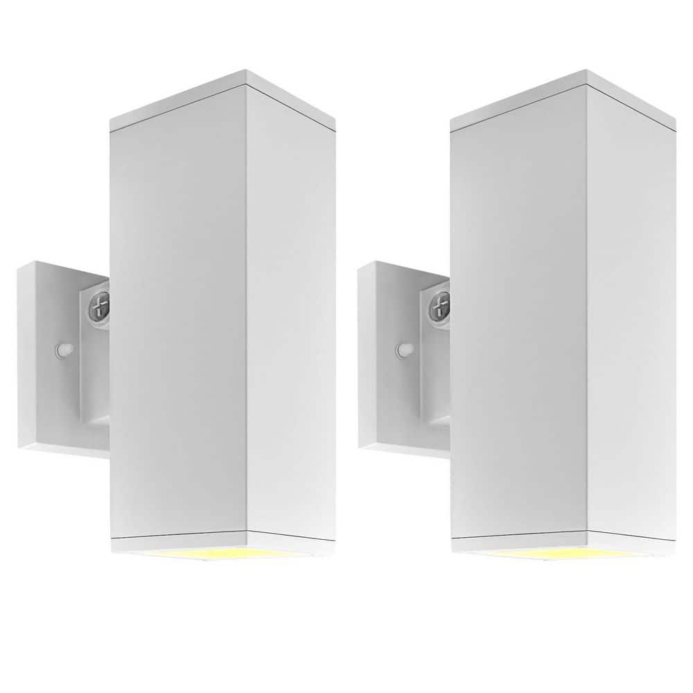 10 in. White Dusk to Dawn LED Outdoor Hardwired Wall Lantern Sconce 3CCT 15/20/24-Watt Dimmable, IP65, ETL 2 Pack price history on PriceWatchPro