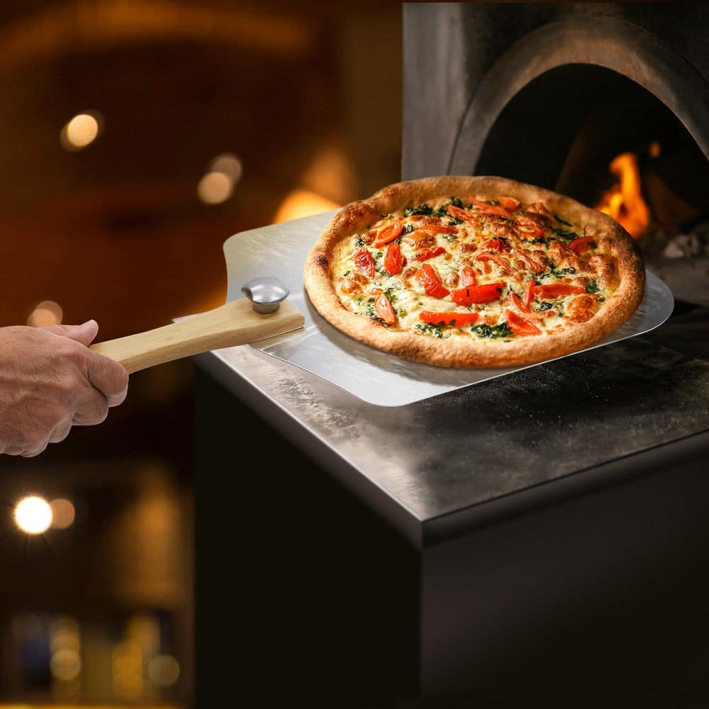 12 x 14 Inch Aluminum Pizza Peel with Foldable Oak Handle