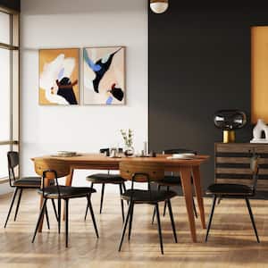 Mavis Mid Century Modern Dining Chair ( Set of 2 ) in Black Vegan Faux Leather