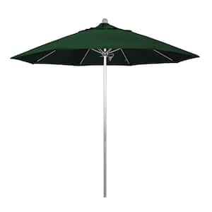 9 ft. Fiberglass Market Pulley Open S Anodized Patio Umbrella in Hunter Green Pacifica