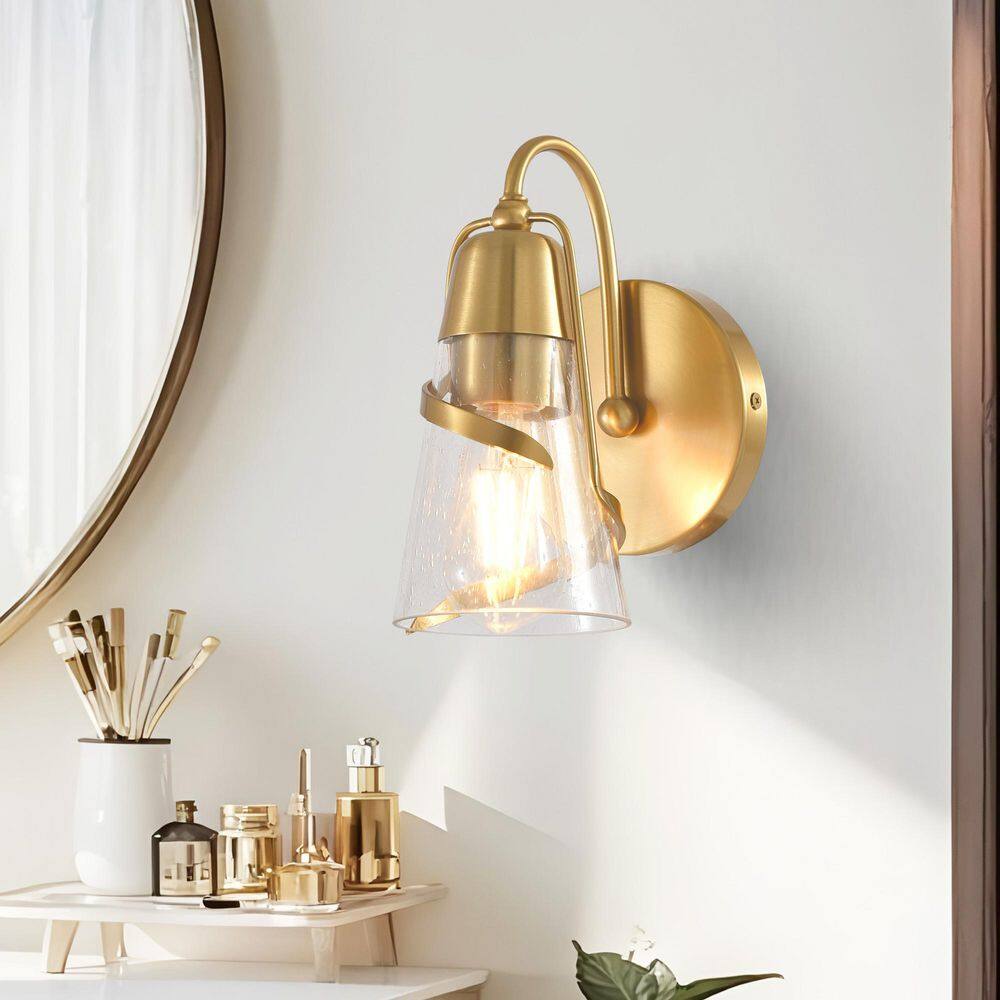 5 in. 1-Light Gold Modern Wall Sconce with Glass Shade price history on PriceWatchPro