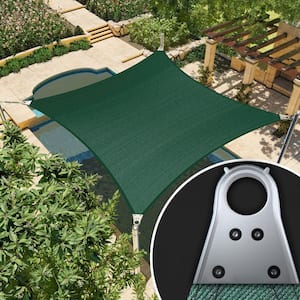Super Ring 16 ft. x 16 ft. Sun Shade Sail with Hardware Kit and Cable-Green
