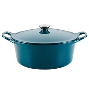 5 qt. Round Teal Enameled Cast Iron Dutch Oven with Lid