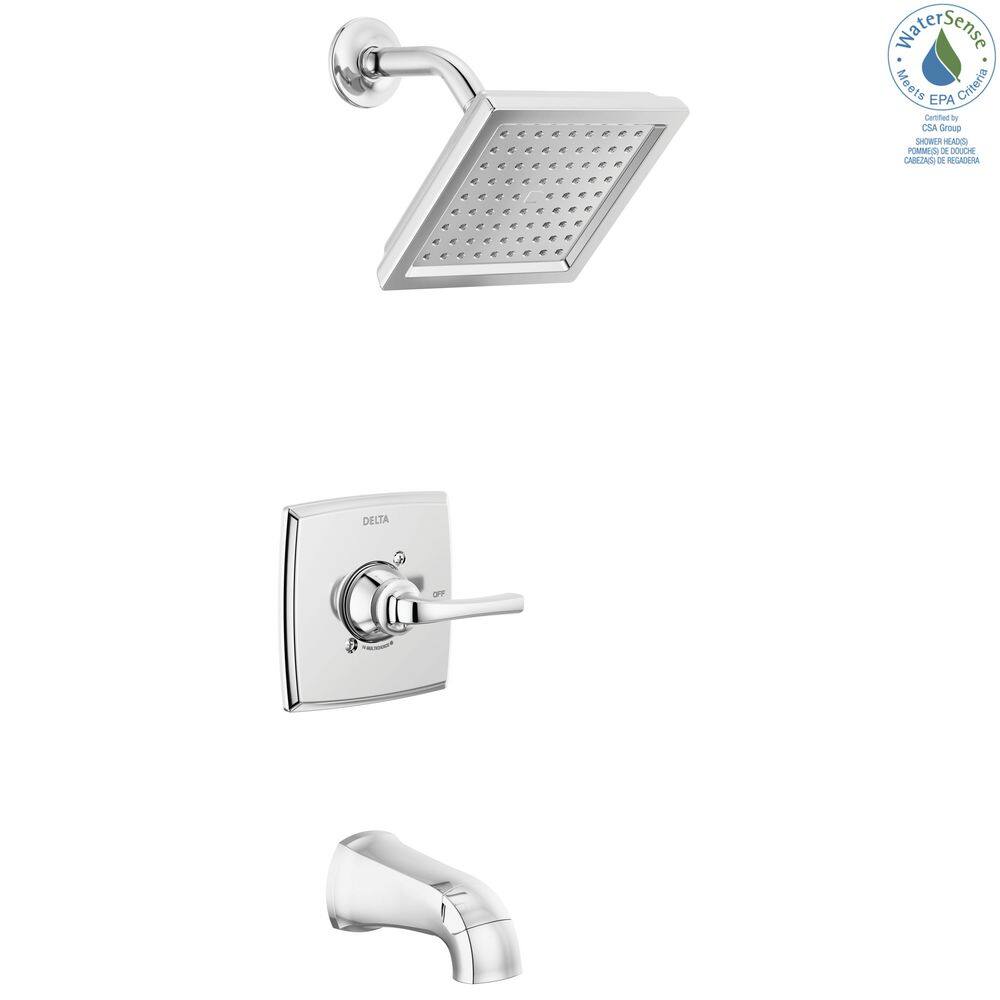 Chrome Square Wall Mounted Tub and Shower Faucet Set