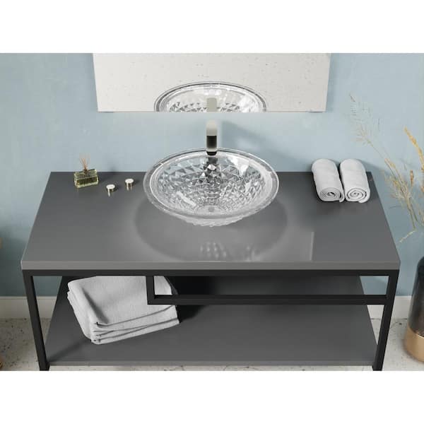 Glacier II Black Metal and Faceted Smoke Glass Bath Accessories