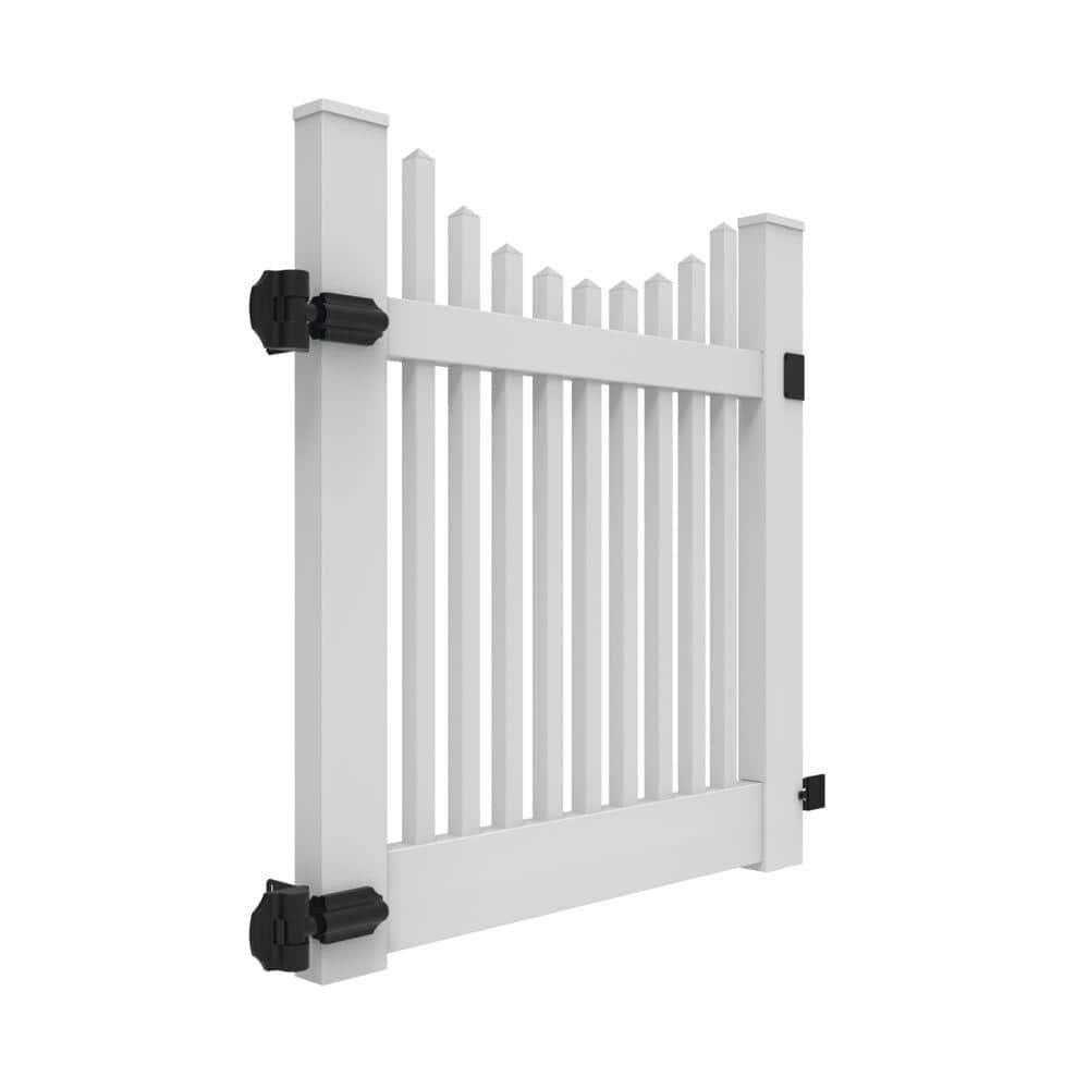 Keswick Scallop 4-ft H x 4-ft W White Vinyl Garden Fence Gate