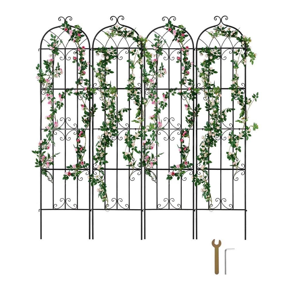 Garden Trellis 4-Pack 87 x 20 in Rustproof Metal Q195 Climbing Plant Rose Cucumber Courtyard Fence Black price history on PriceWatchPro