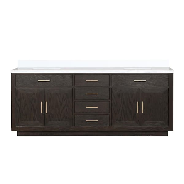 Condor 84 in. W x 22 in. D Brown Oak Double Bath Vanity with Cultured Marble Top