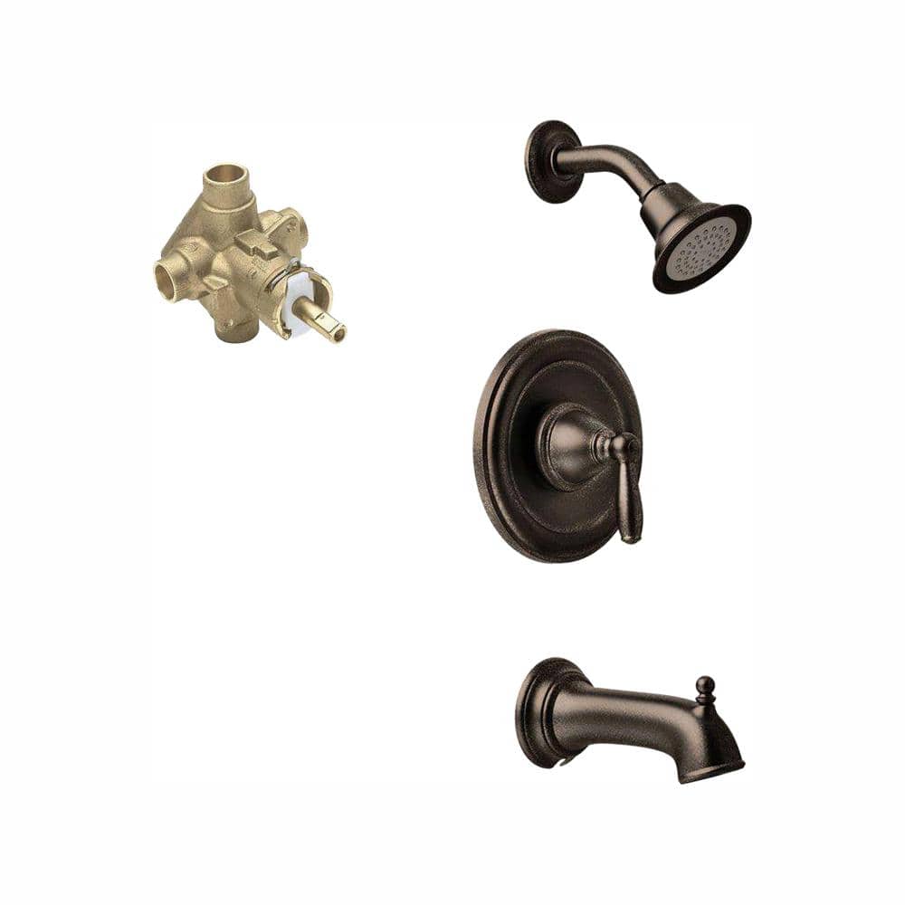 MOEN Brantford Single-Handle 1-Spray Posi-Temp Tub and Shower Faucet in Oil Rubbed Bronze (Valve Included) -  T2153EPORB-2520
