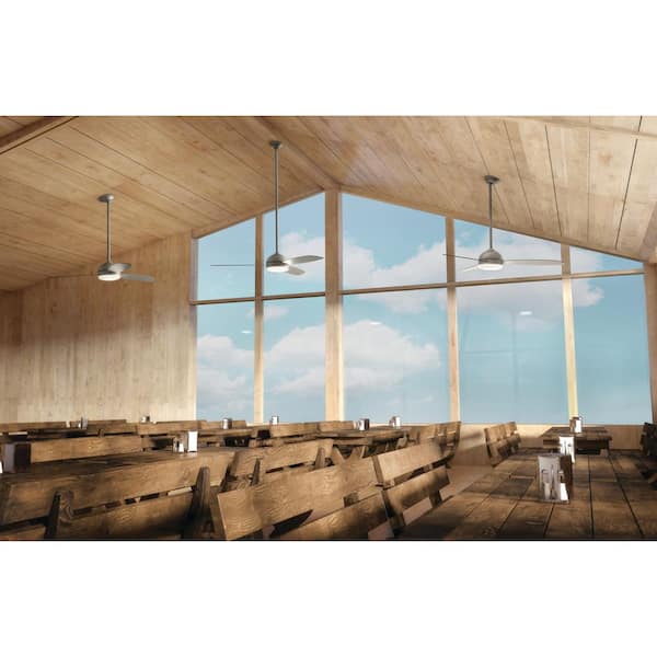 Vassar 52 in. Indoor Brushed Nickel Downrod Mount Ceiling Fan with Integrated LED with Wall Control Included