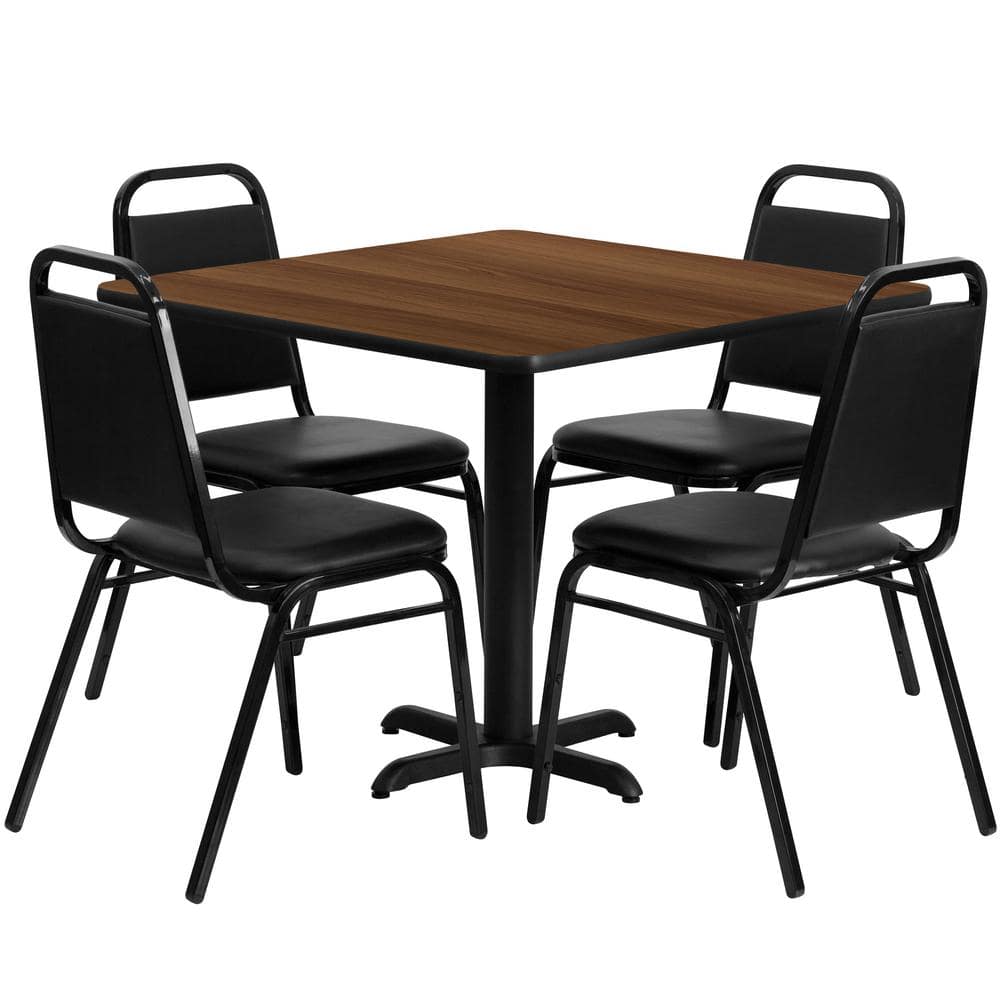 5-Piece Walnut Top/Black Vinyl Seat Table and Chair Set price history on PriceWatchPro