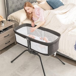 Grey + White 3 in 1 Rocking Bassinet and Baby Bassinet Bedside Crib Travel Portable Bassinet