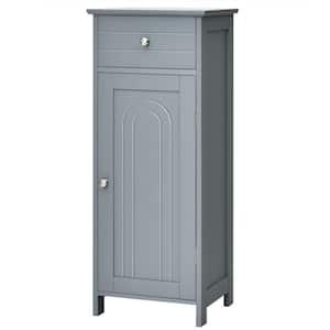 14 in. W x 12 in. D x 34.5 in. H Gray Wooden Storage Free-Standing Floor Linen Cabinet with Drawer and Adjustable Shelf