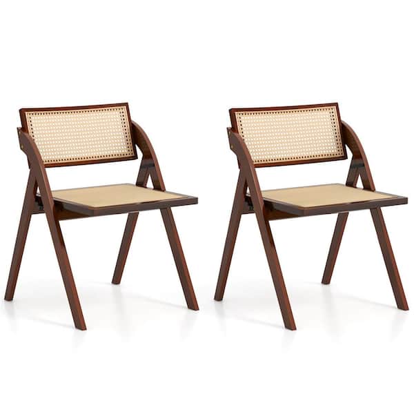 Costway Natural Rattan Accent Chairs Mid-Century Dining Costway Natural Rattan Accent Chairs Mid-Century Dining
