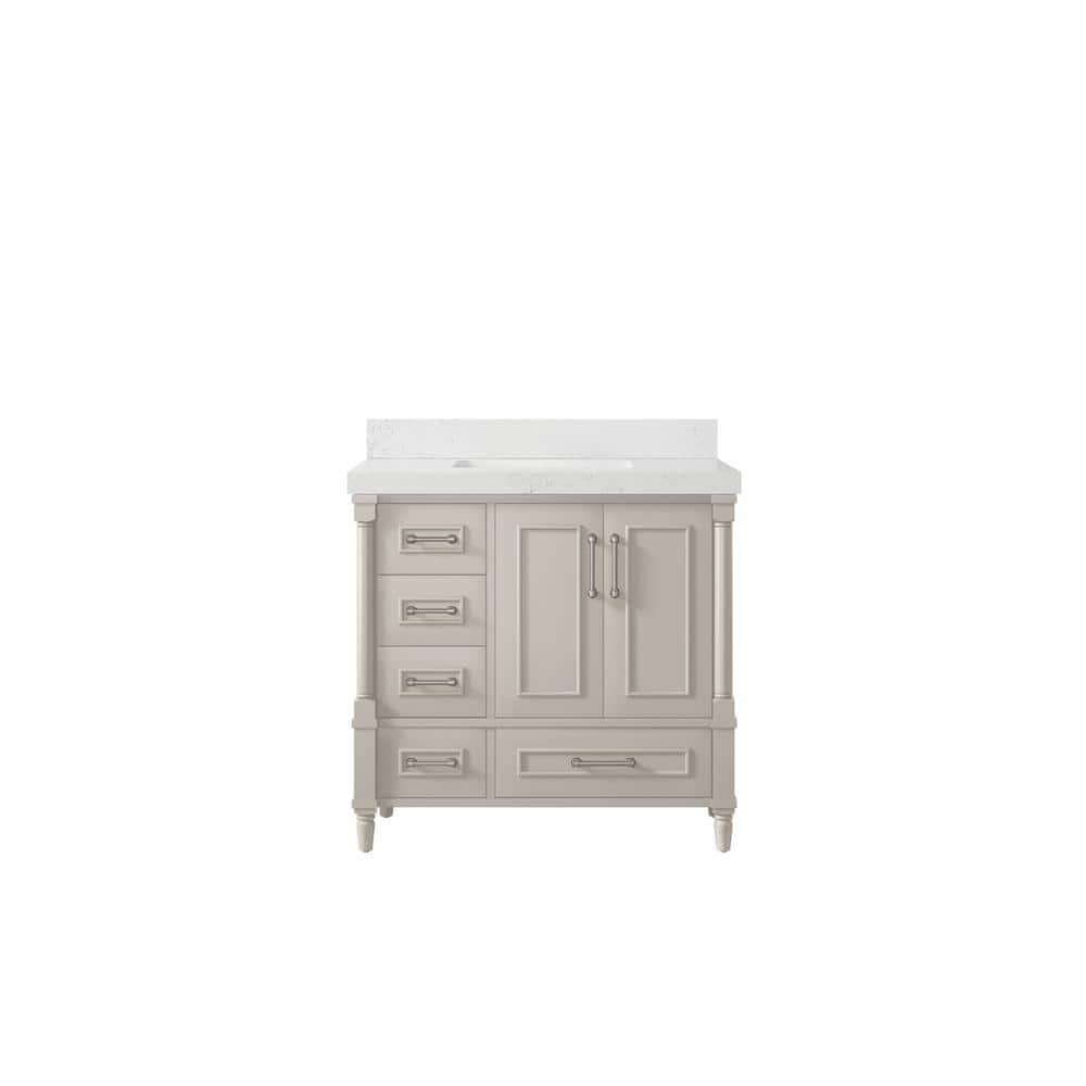 Hudson 36 in. W x 22 in. D x 36 in. H Single Sink Bath Vanity Center in Fine Grain with 2 in. Empira White qt. Top price history on PriceWatchPro