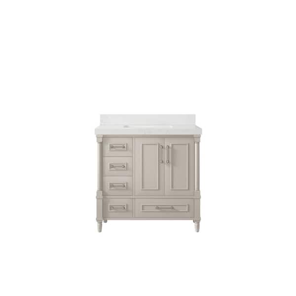 Willow Collections Hudson 36 in. W x 22 in. D x 36 in. H Single Sink Bath Vanity Center in Fine Grain with 2 in. Empira White qt. Top