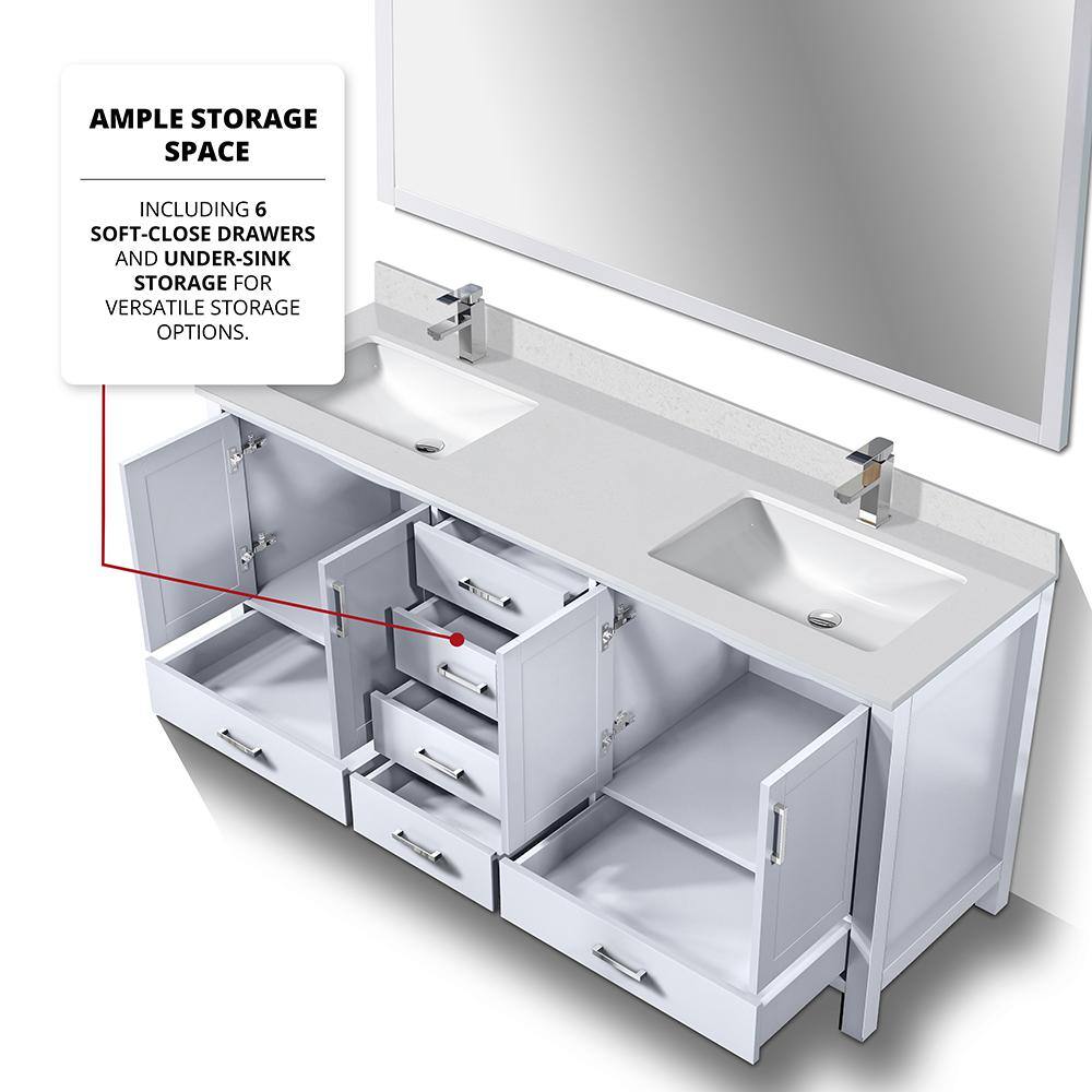 Jacques 72" White Double Vanity with Quartz Top