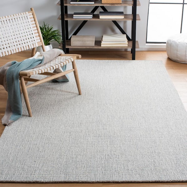 Abstract Light Gray/Ivory 6 ft. x 6 ft. Speckled Square Area Rug