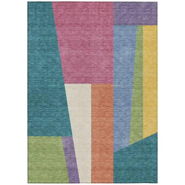 Chantille Machine Washable Indoor/Outdoor Abstract ACN2446 Teal 10 ft. x 14 ft. Area Rug