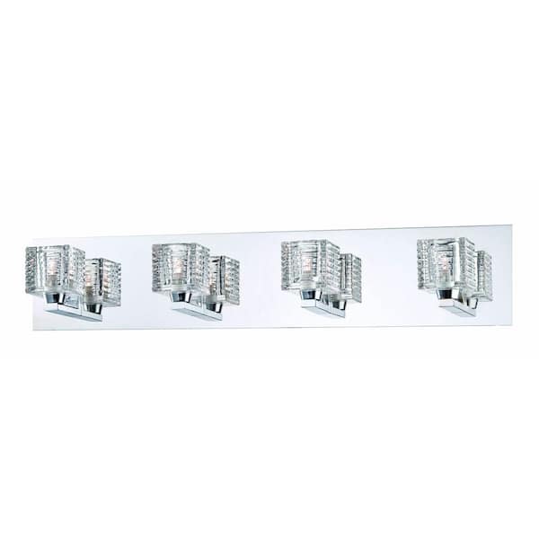 Hampton Bay Olivet 4-Light Chrome Vanity Light with Cube Glass Shades