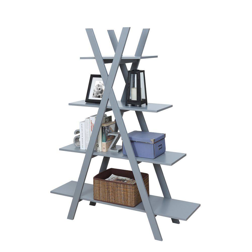 Oxford Gray 4-Tier A-Frame Contemporary Bookshelf