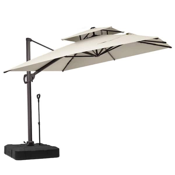 inground patio umbrella holder Treasure Garden AKZ Cantilever Mount Kit – Willow Creek Designs Fiberbuilt Lucaya 9' Dia. Fabric:O'bravia Blue Jay Secure your Midtown market Eco-friendly Polyester