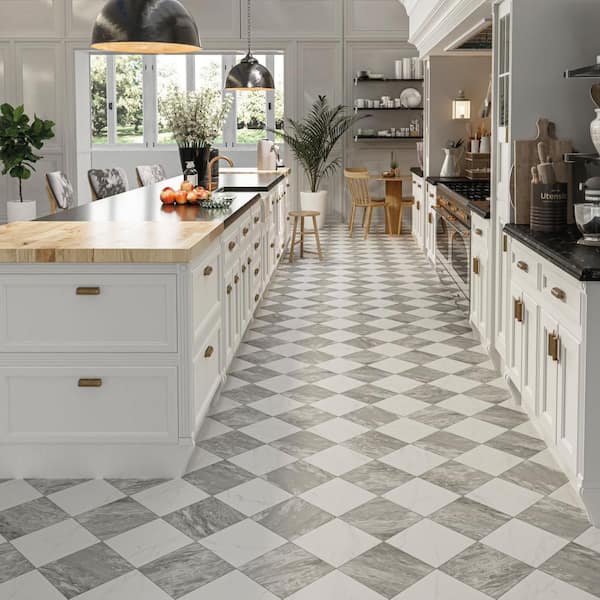 Marbilia Chess Bardiglio 17 in. x 17 in. Porcelain Floor and Wall Tile (14.77 sq. ft. /Case)