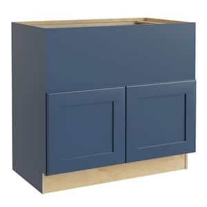 Newport Blue Painted Plywood Shaker Stock Assembled Sink Base Kitchen Cabinet Farm Soft Clse 36 in. x 34.5 in. x 24 in.