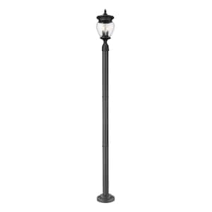 Davina 3-Light Black Aluminum Hardwired Outdoor Marine Grade Post-Light Set with no bulbs included