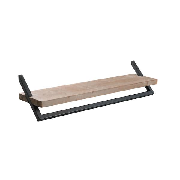 Manor Brook Corbus 7 in. x 30 in. x 7 in. Brown Wood Decorative Wall Shelves with Brackets