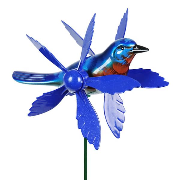 WindyWing Song Bird BlueBird 2.4 ft. Blue Plastic Garden Stake