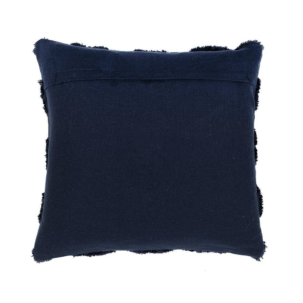 Navy Tufted Diagonal Cotton 20"x20" Decorative Pillow Cover