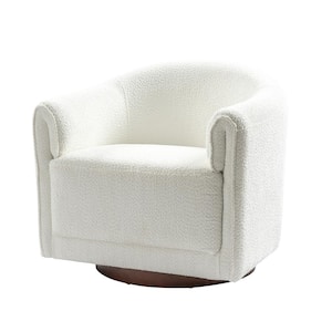 Hugues Ivory Swivel Chair with Sturdy Wooden Base