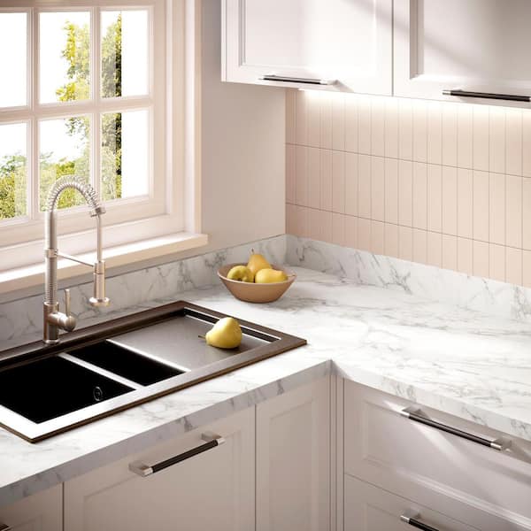 8 ft. L x 1-1/2 in . T Configurable Laminate Countertop in Matte Marmo Eracle with Square Edge